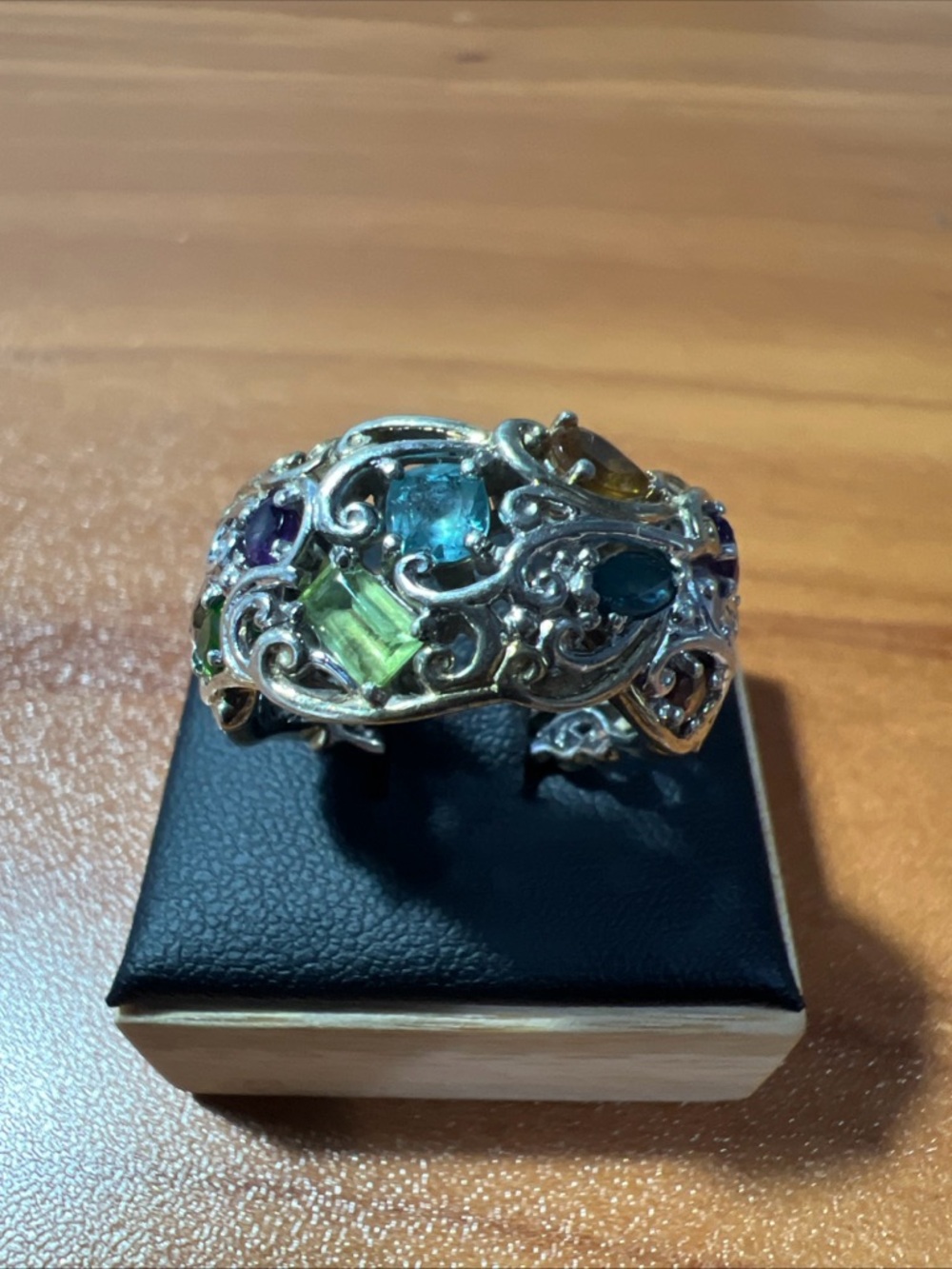 Michael Valitutti .925 Silver Gold Vermeil Multi-Gemstones Ring 9.0 Grams Sz 9